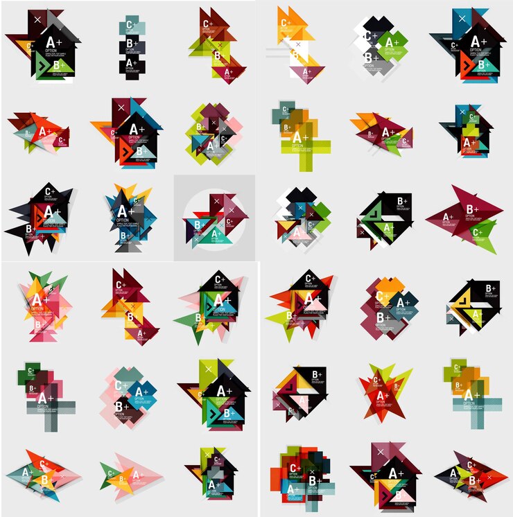 Vector 幾何学的な web オプション ボックス バナーのメガ セット