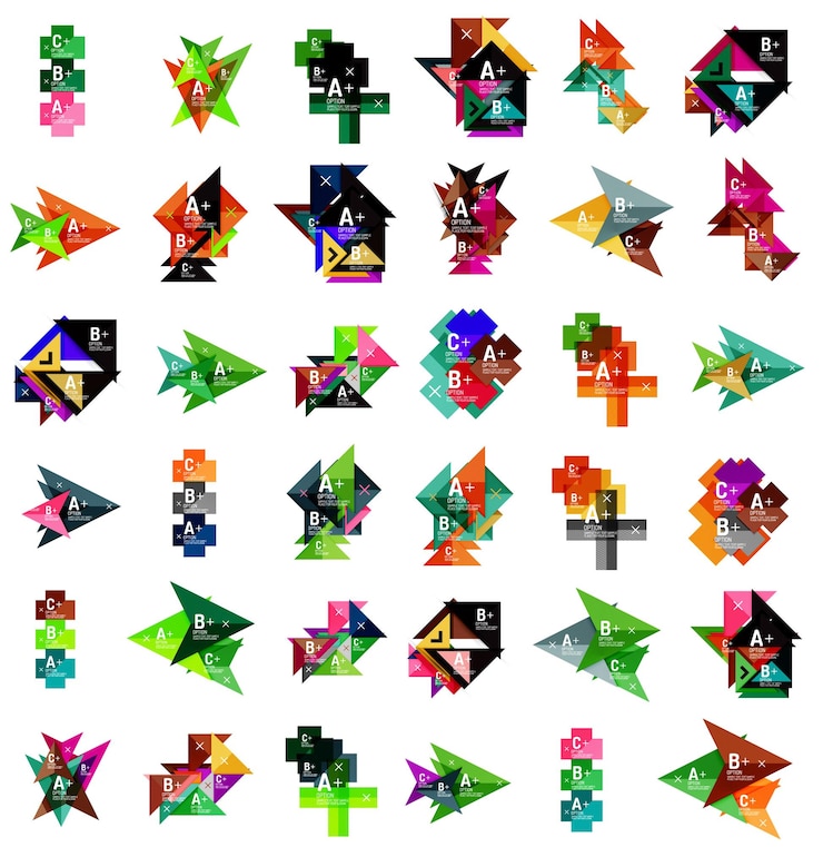 Vector 幾何学的な web オプション ボックス バナーのメガ セット