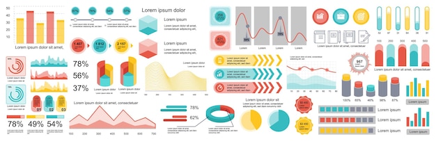 Mega set of infographic elements data visualization vector design template Can be used for steps options business process workflow diagram flowchart timeline marketing Bundle info graphics