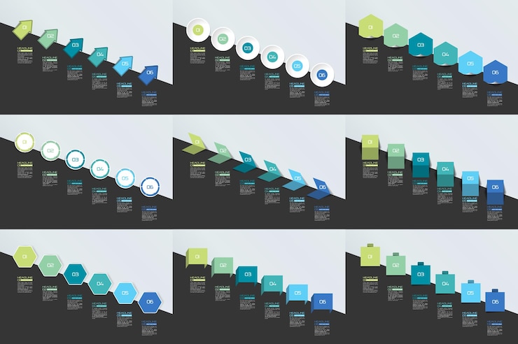 Vector mega set of infographics timeline banners charts step by step report templates vector