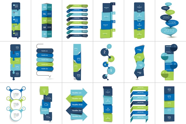 Mega set of Option step by step vertical schedule tab banner bar Vector design infographic