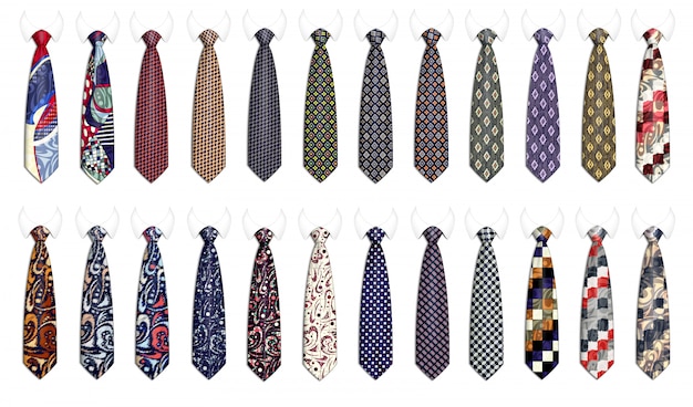 Vector mega set of ties for men's suits.  realistic illustration.