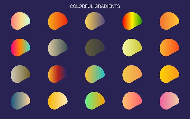 생생한 다채로운 그라디언트 색상 배경의 메가 세트