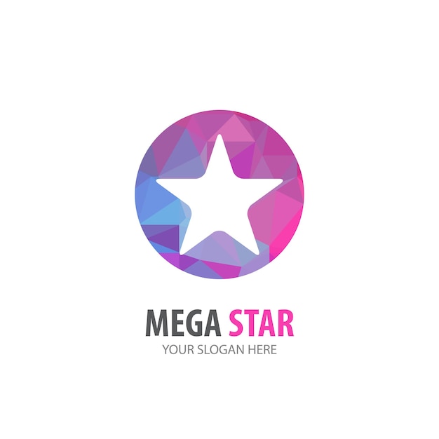 Mega star-logo voor zakelijk bedrijf. eenvoudig mega star-logotype-ideeontwerp. huisstijl concept. creatief mega-sterpictogram uit de collectie accessoires.