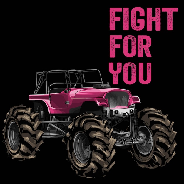 Premium Vector Mega truck racing splash isolated on black background
