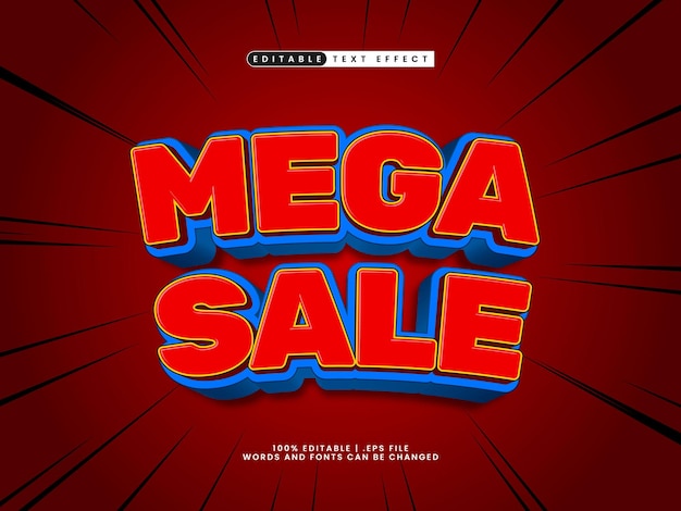 Mega verkoop bewerkbare tekst-effect in verkoop en korting tekst stijl