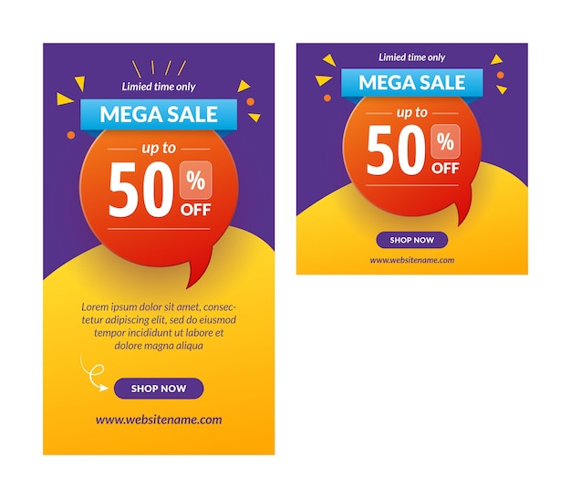 Mega verkoop instagram verhaal banner vector sjabloon