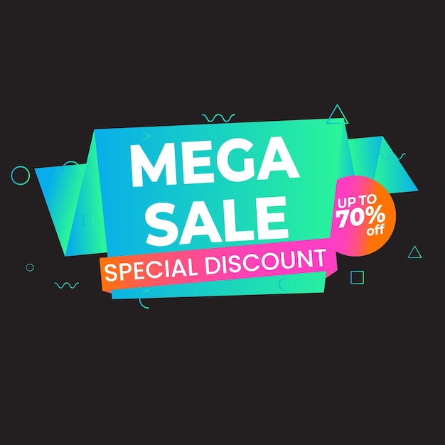 MEGA-verkoop met abstracte gradiënt achtergrond tot 50 korting Discount promotie lay-out banner sjabloon