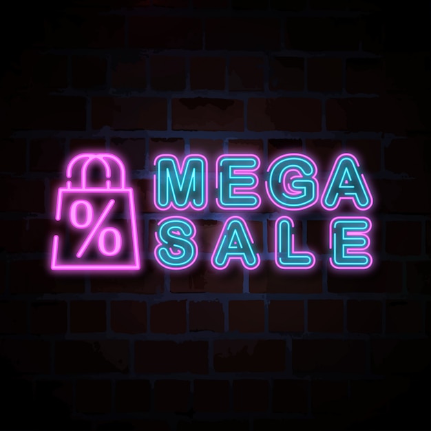 mega verkoop neon teken illustratie