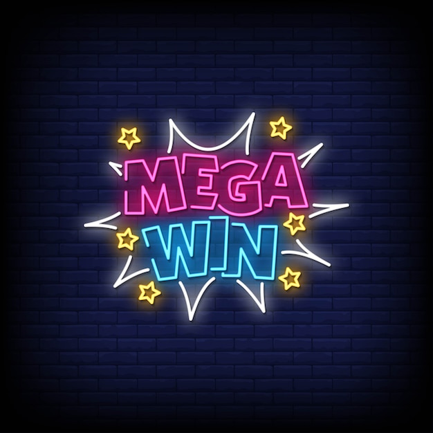 Mega win neon signs style text