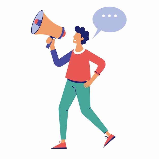 Megafoon in de hand met Blank Speech Bubble