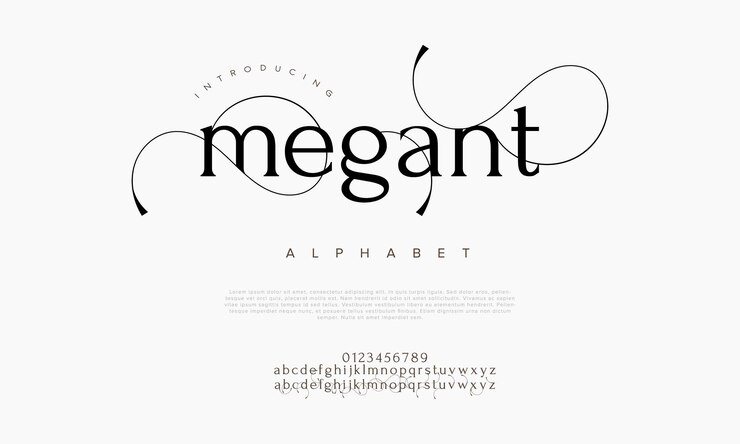 Vector megant premium luxury elegant alphabet letters and wedding typography classic serif font vintage