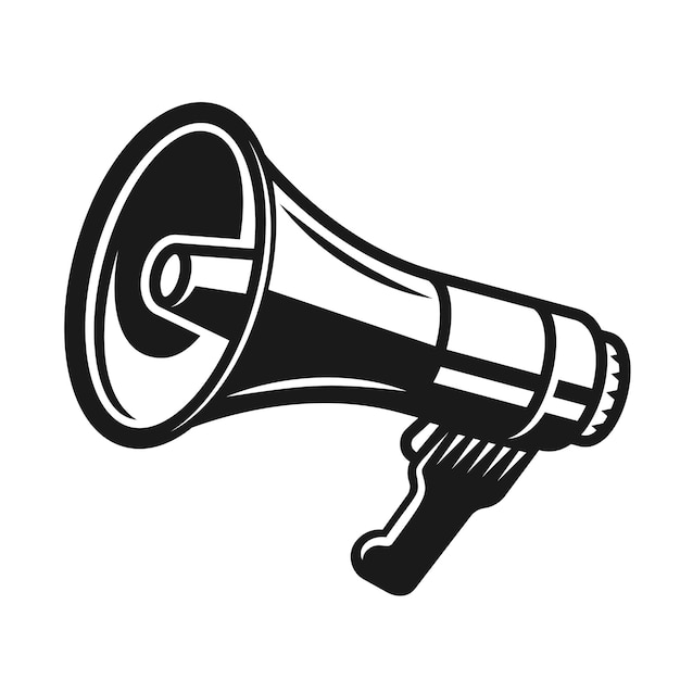 Vector megaphone black object isolated on white