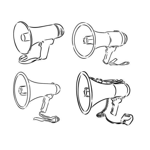 Megaphone bullhorn sketch Handdrawn vintage vector illustration megafon vector sketch