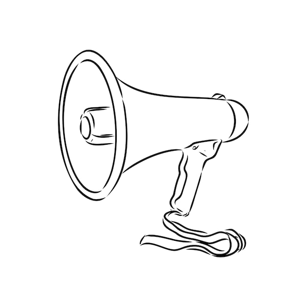 Эскиз мегафона, нарисованный вручную винтажной векторной иллюстрацией