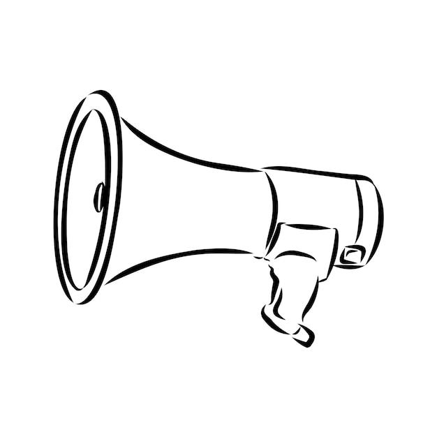 Megaphone bullhorn sketch handdrawn vintage vector illustration