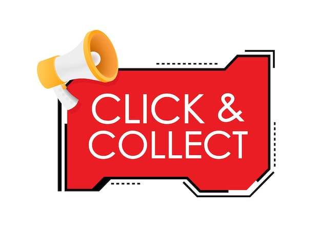 Megaphone click and collect banner Flat style Website vector icon Vector stock illustration