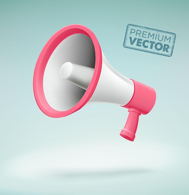 Vector megaphone hovering pink 3d vector illustration