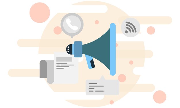 megaphone illustration for promotion and speaker phone