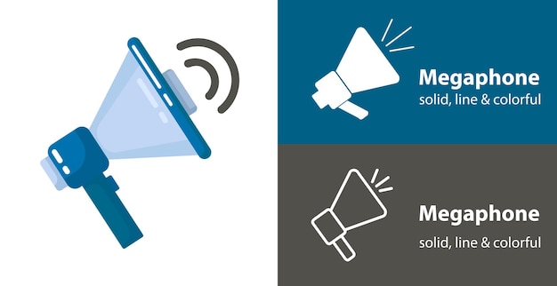 Vector megaphone isolated vector flat icon business line solid design element