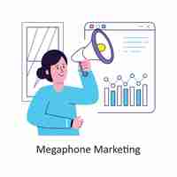 Vector megaphone marketing flat style design vector stock illustrations