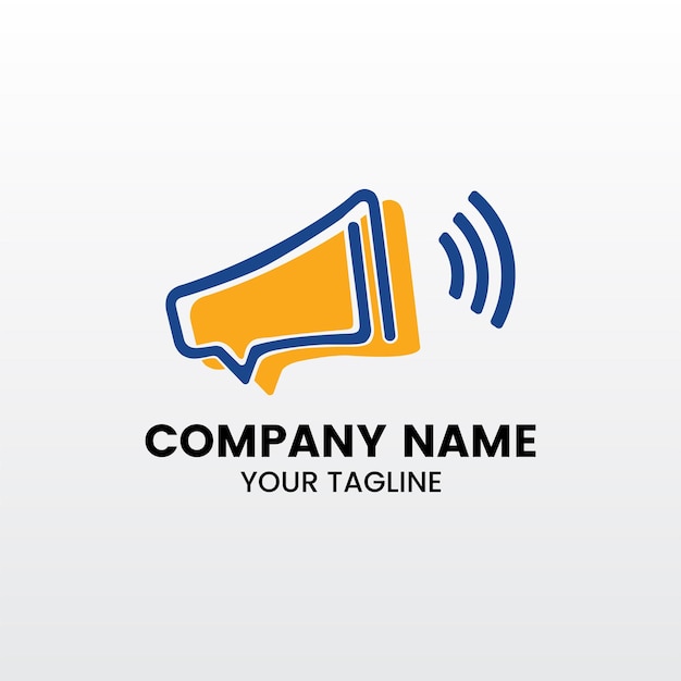 Vector megaphone talk chat social icon line outline logo design premium