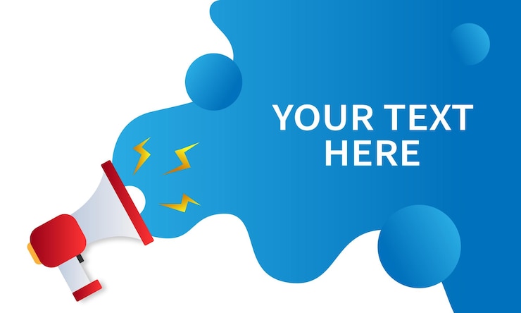Vector megaphone with blue gradient color design concept for banner information business ads etc