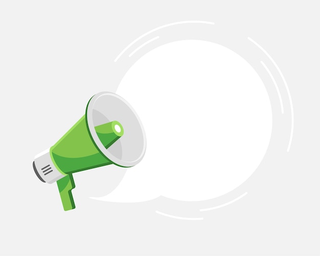 Megaphone with empty speech bubble in flat design