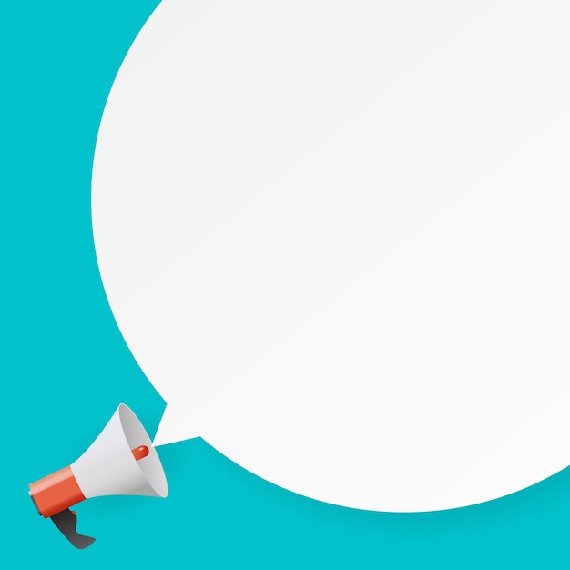 Megaphone with empty speech bubble vector illustration