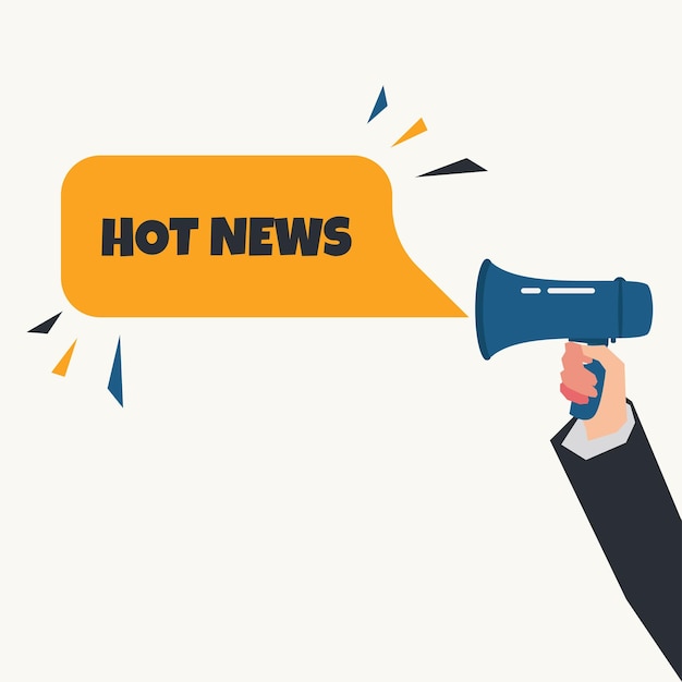 Vector megaphone with hot news speech bubble vector illustration