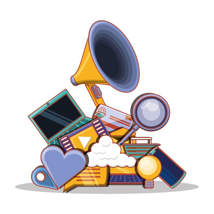 वेक्टर megaphone with social media set icons 