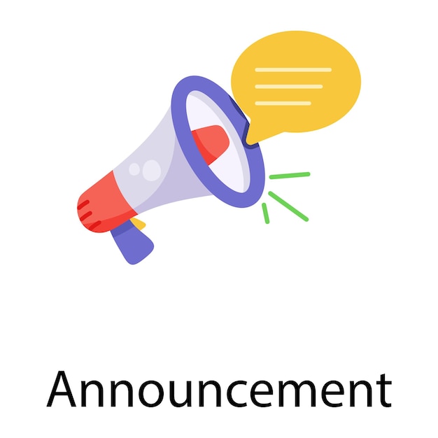 Megaphone with speech bubble, flat icon of announcement