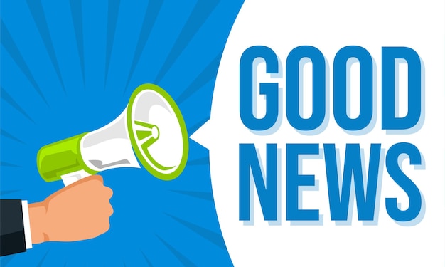 Vector megaphone with speech bubble and good news announcement