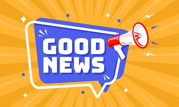 Vector megaphone with speech bubble and good news announcement