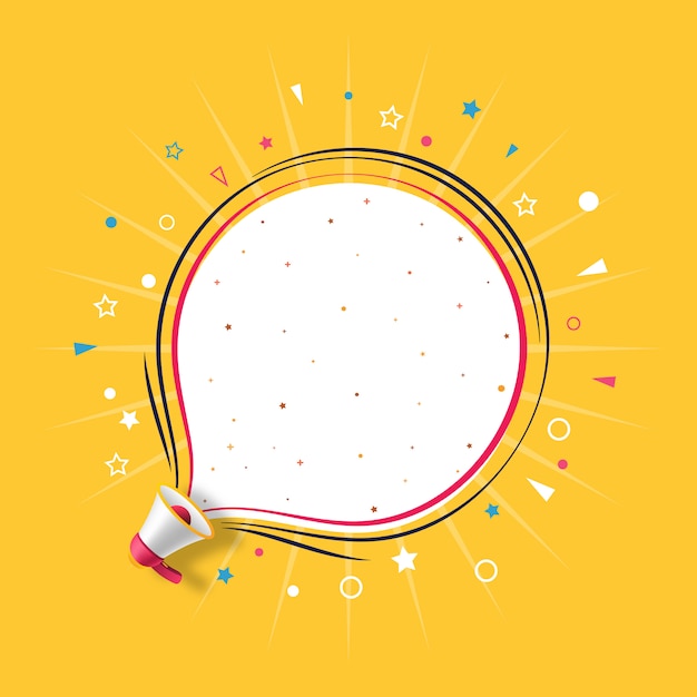 Megaphone with yellow bubble speech  template