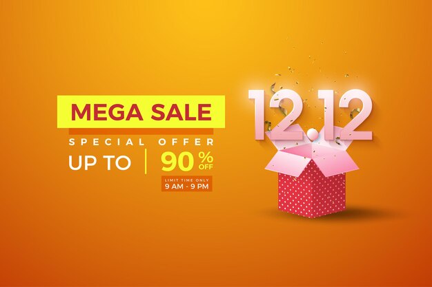 Megas sale with number on top gift box