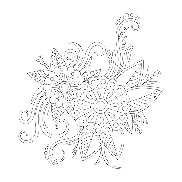 Mehendi Coloring Page with Doodle Style