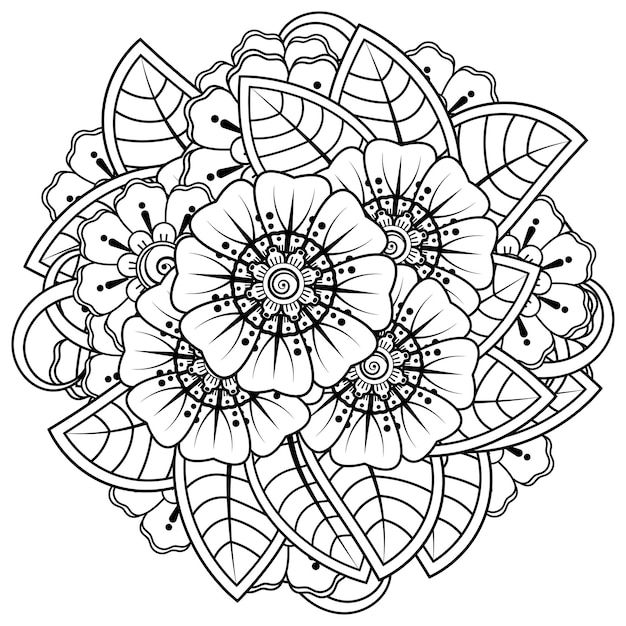 Mehndi bloem decoratief ornament in etnische oosterse stijl doodle ornament schets hand tekenen