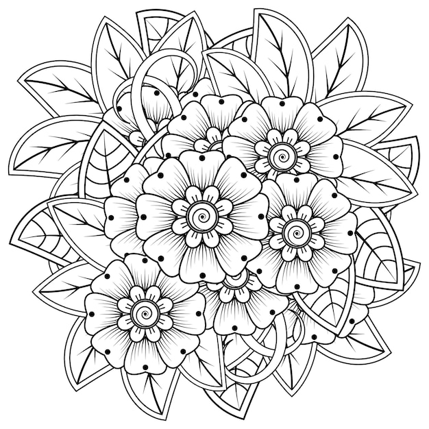 Vector mehndi bloem decoratief ornament in etnische oosterse stijl doodle ornament schets hand tekenen