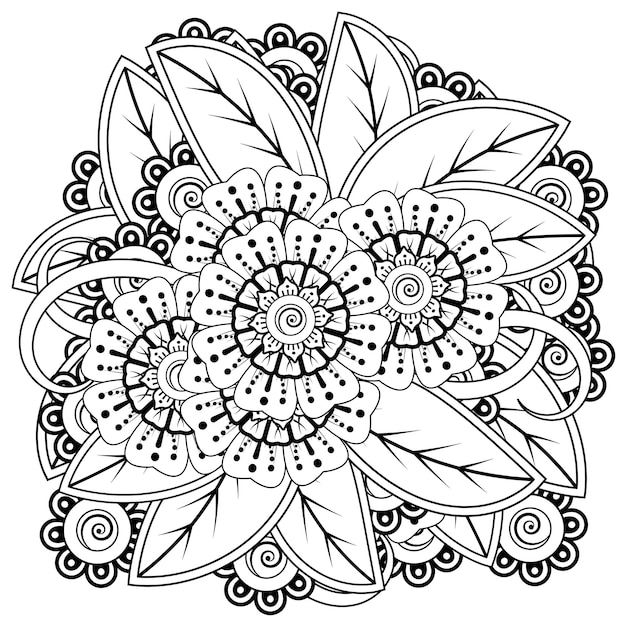 Mehndi bloem decoratief ornament in etnische oosterse stijl doodle ornament schets hand tekenen