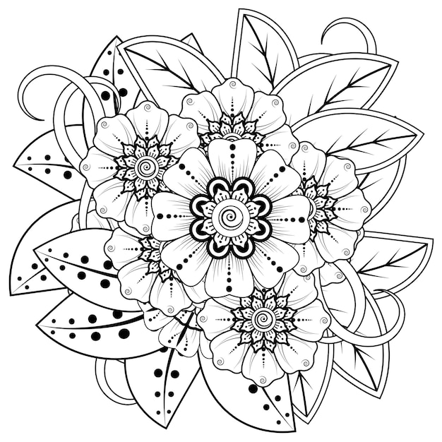 Mehndi bloem decoratief ornament in etnische oosterse stijl doodle ornament schets hand tekenen