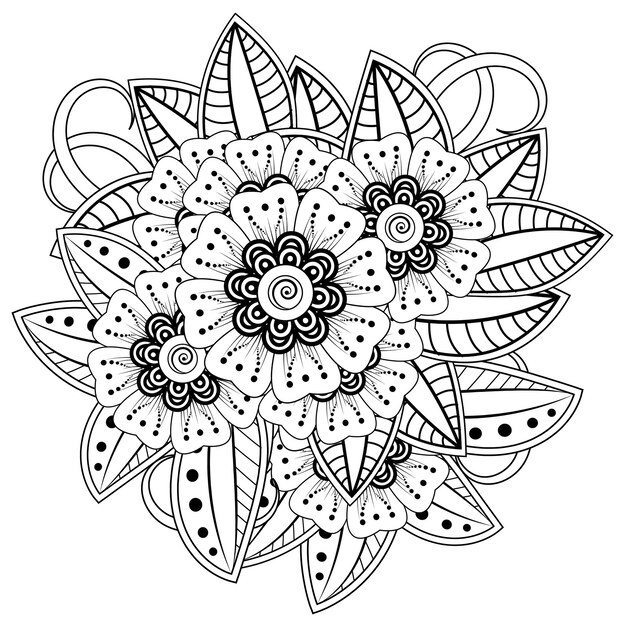 mehndi bloem decoratief ornament in etnische oosterse stijl doodle ornament schets hand tekenen