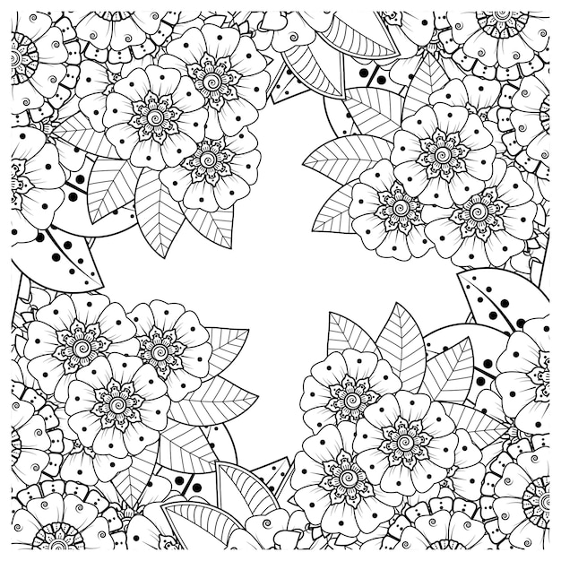 mehndi bloem decoratief ornament in etnische oosterse stijl doodle ornament schets hand tekenen