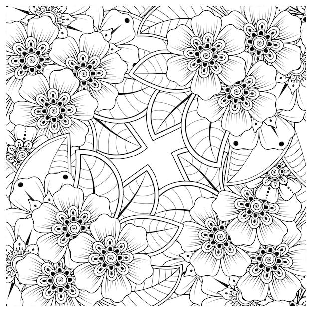 mehndi bloem decoratief ornament in etnische oosterse stijl doodle ornament schets hand tekenen