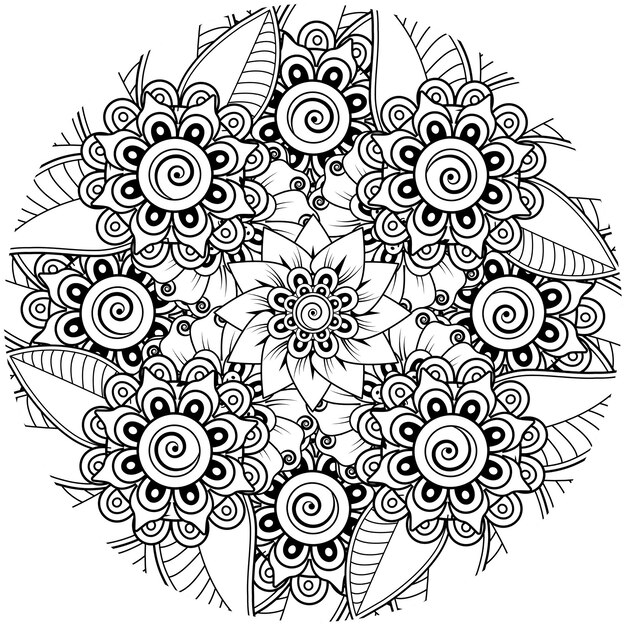 Mehndi bloem decoratief ornament in etnische oosterse stijl doodle ornament schets hand tekenen