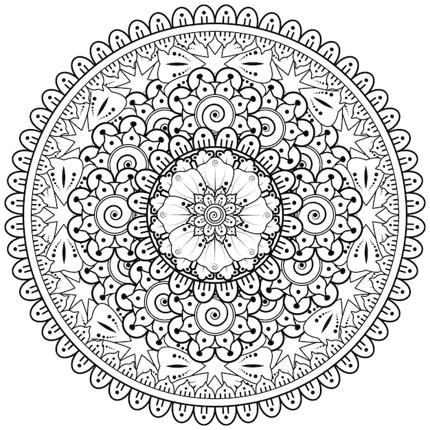 mehndi bloem decoratief ornament in etnische oosterse stijl doodle ornament schets hand tekenen