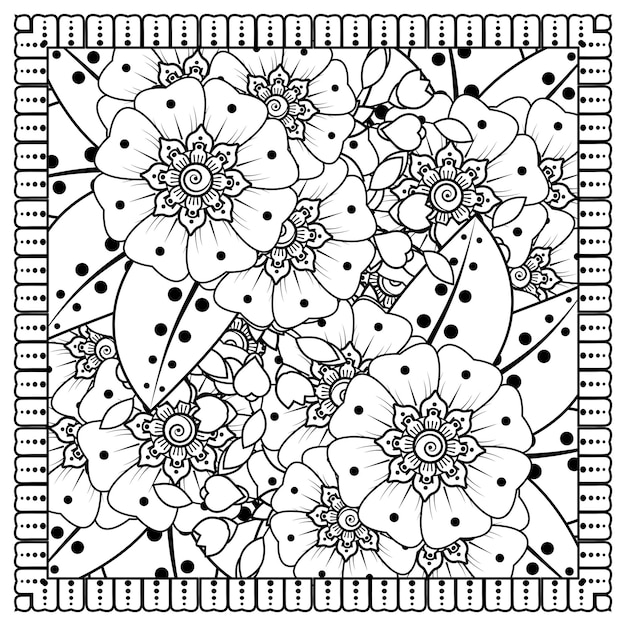 Mehndi bloem decoratief ornament in etnische oosterse stijl doodle ornament schets hand tekenen