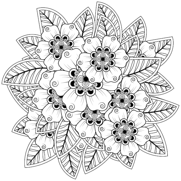 Mehndi bloem voor henna doodle ornament