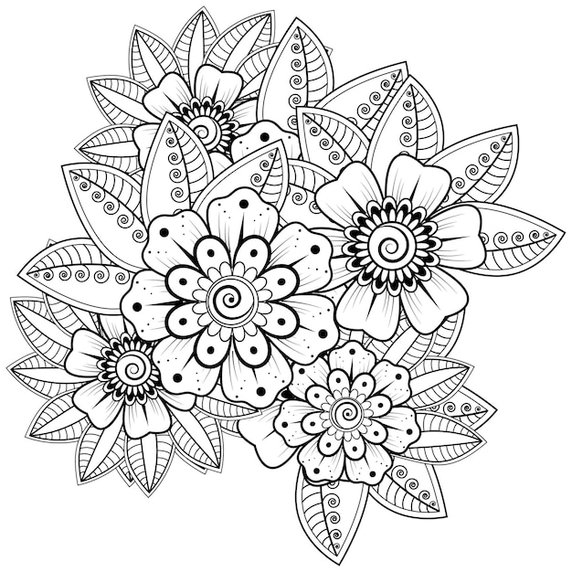 Mehndi bloem voor henna geïsoleerd op wit