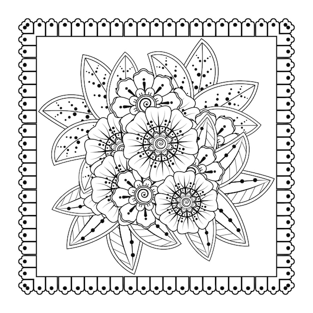 Mehndi bloem voor henna mehndi tattoo decoratie Decoratief ornament in etnische oosterse stijl